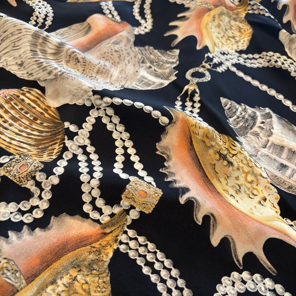 VTG 80s/90s Silk Nautical/Baroque/Coastal Grandma Blouse Size 12 - Picture 7 of 9